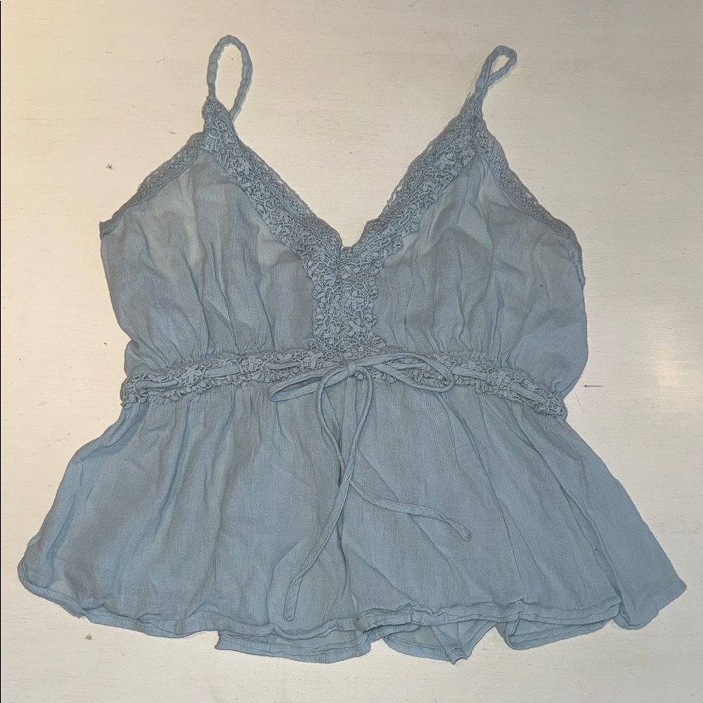 American Rag Light Blue Textured Top L